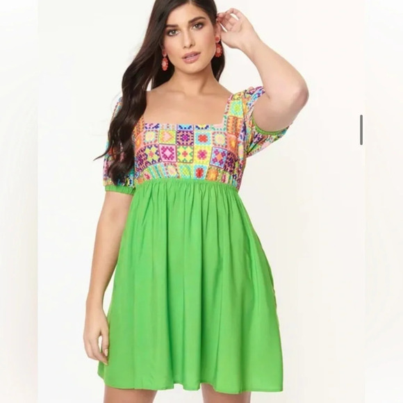 Unique Vintage x Smak Parlour Quilt Pattern Babydoll Dress - Picture 1 of 7